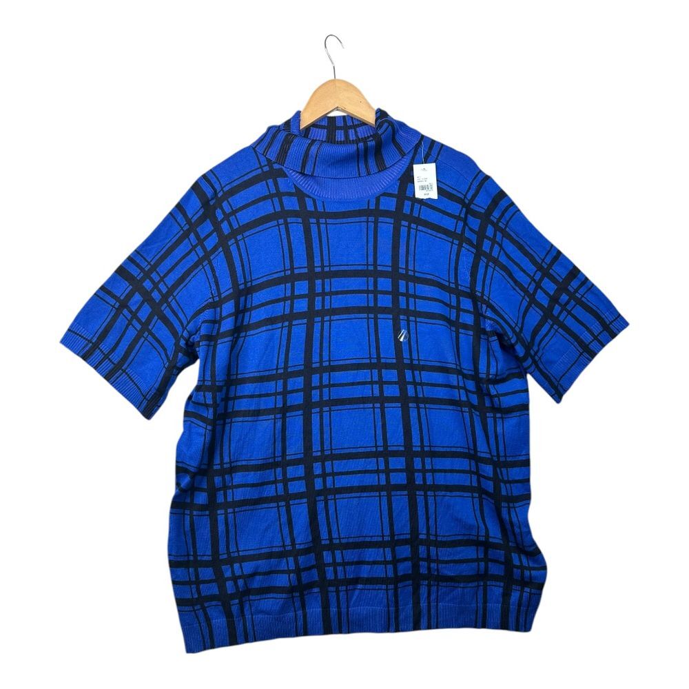 New Lane‎ Bryant Plaid Half Sleeve Sweater size 26/28 Blue/Black